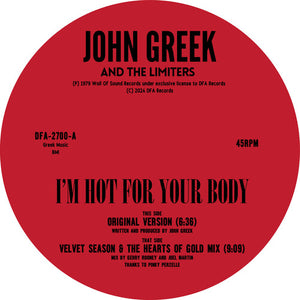 John Greek and the Limiters - I'm Hot for Your Body (12" Single)'