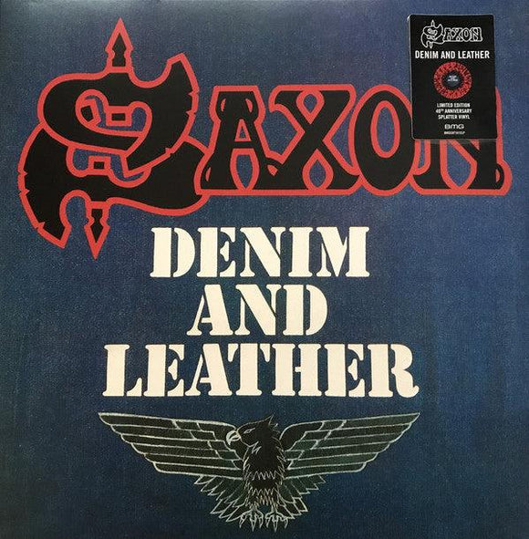 Saxon - Denim And Leather (Red With Black Splatter Vinyl) - Good Records To Go